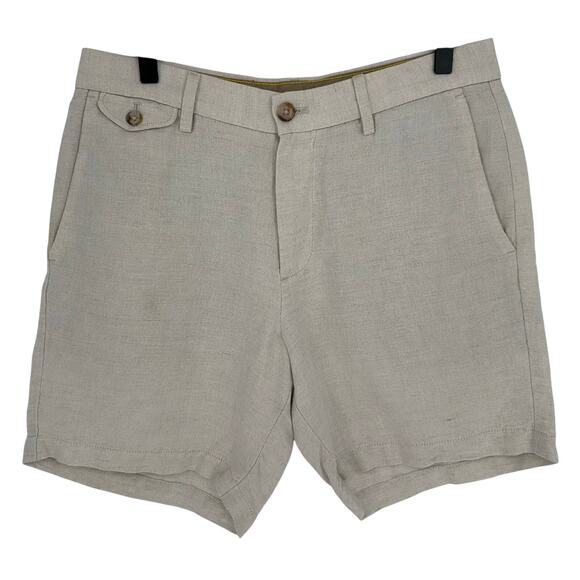 Banana Republic Linen Blend Tan Chino Shorts High Rise Summer Beach Golf 30 - Picture 1 of 9